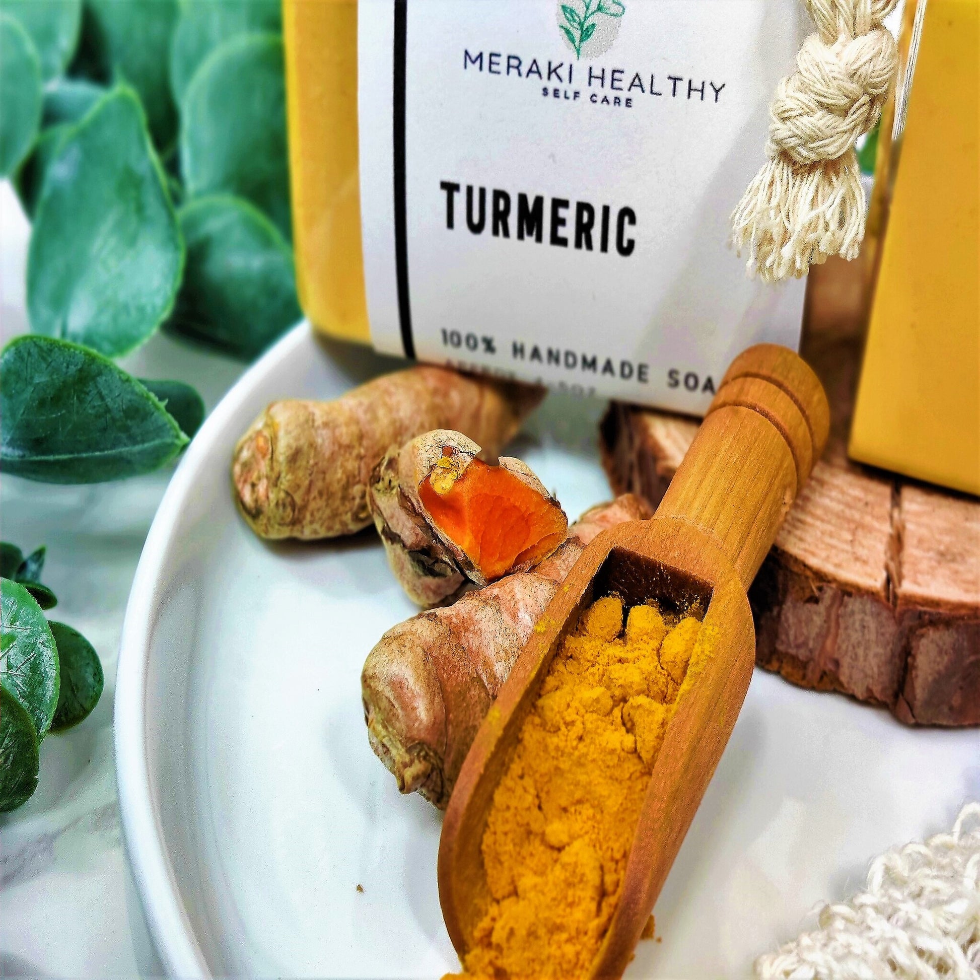 Turmeric is an excellent herbal soap for young, sensitive and pregnant skin. This particular soap contains finely ground skin-brightening turmeric root powder, skin lightening turmeric essential oils and natural turmeric root extract.